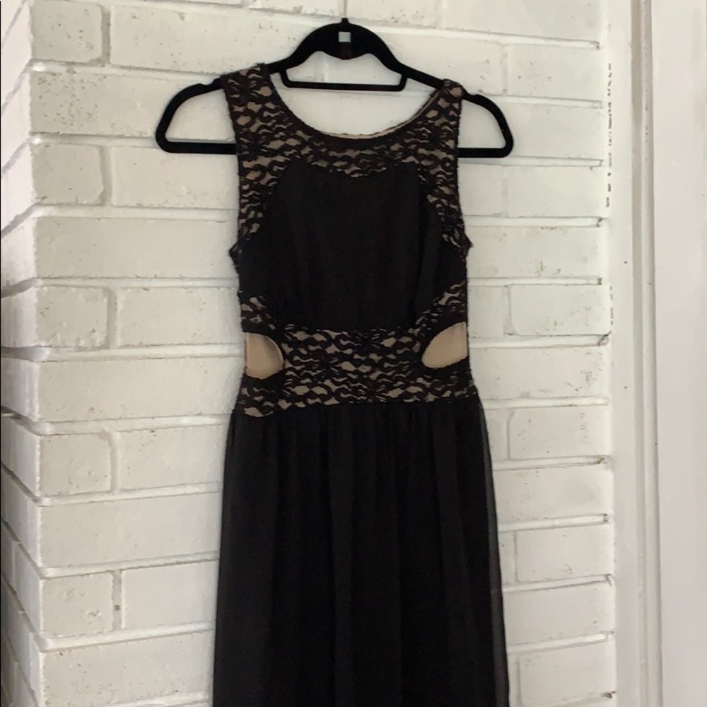 Sweet Storm black lace and Nude dress